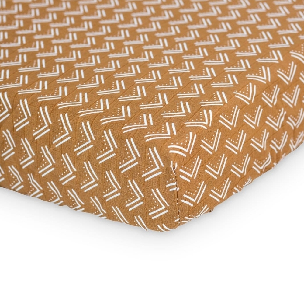 Lulujo Mudcloth Muslin Cotton Crib Sheet & Matching Swaddle‎ Blanket